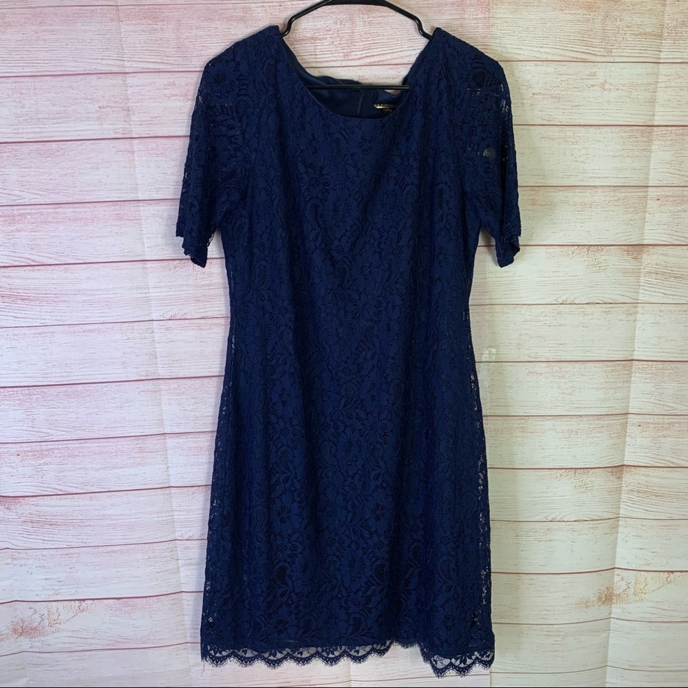 Dana Buchman Navy Blue Lace Dress Size Large